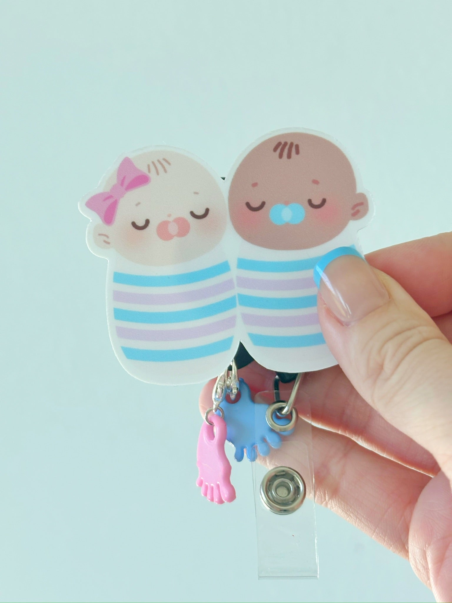 Blue Baby Foot Charm Swapfinity Badge Reel Add-on - - Topperswap