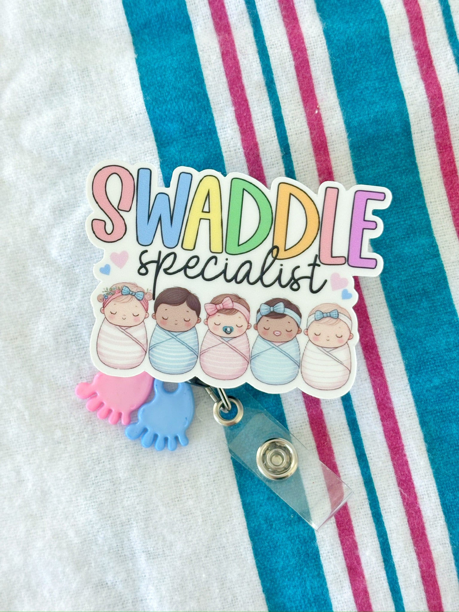 Blue Baby Foot Charm Swapfinity Badge Reel Add-on - - Topperswap