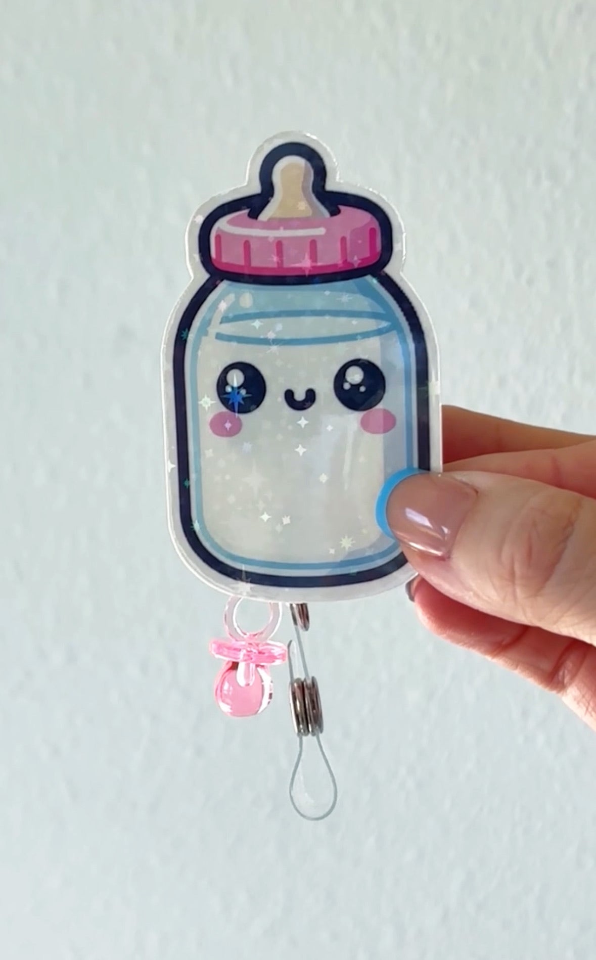 Pink Pacifier Charm Swapfinity Badge Reel Add-on - - Topperswap