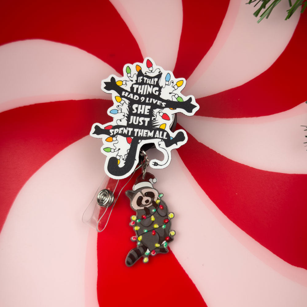 Wrapped Up Raccoon Charm Swapfinity Badge Reel Add-on - - Topperswap