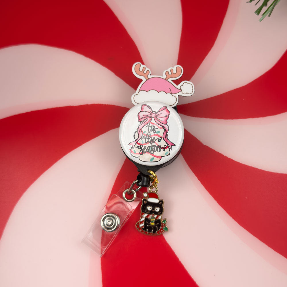 Pink Bow Christmas Tree Snack Cake Topper - - Topperswap