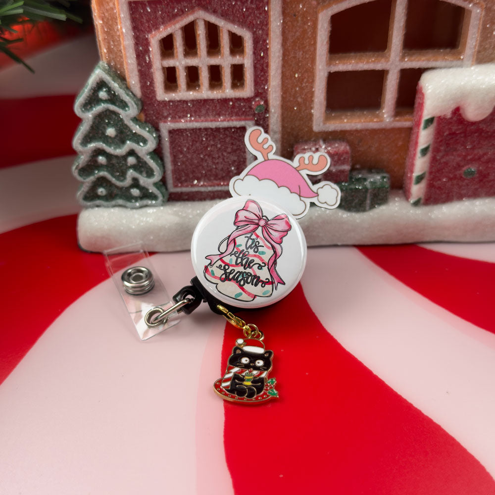 Pink Bow Christmas Tree Snack Cake Topper - - Topperswap