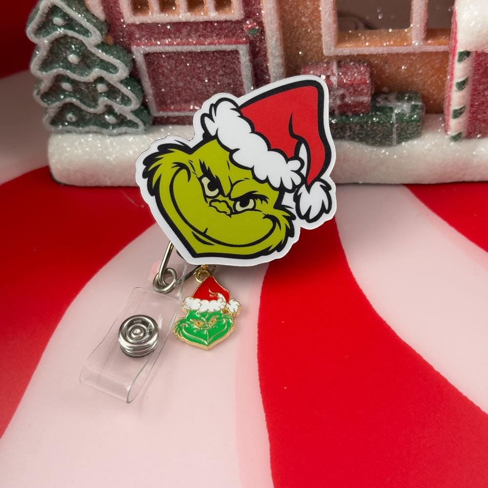 Grinchy Grin Charm Swapfinity Badge Reel Add-on - - Topperswap
