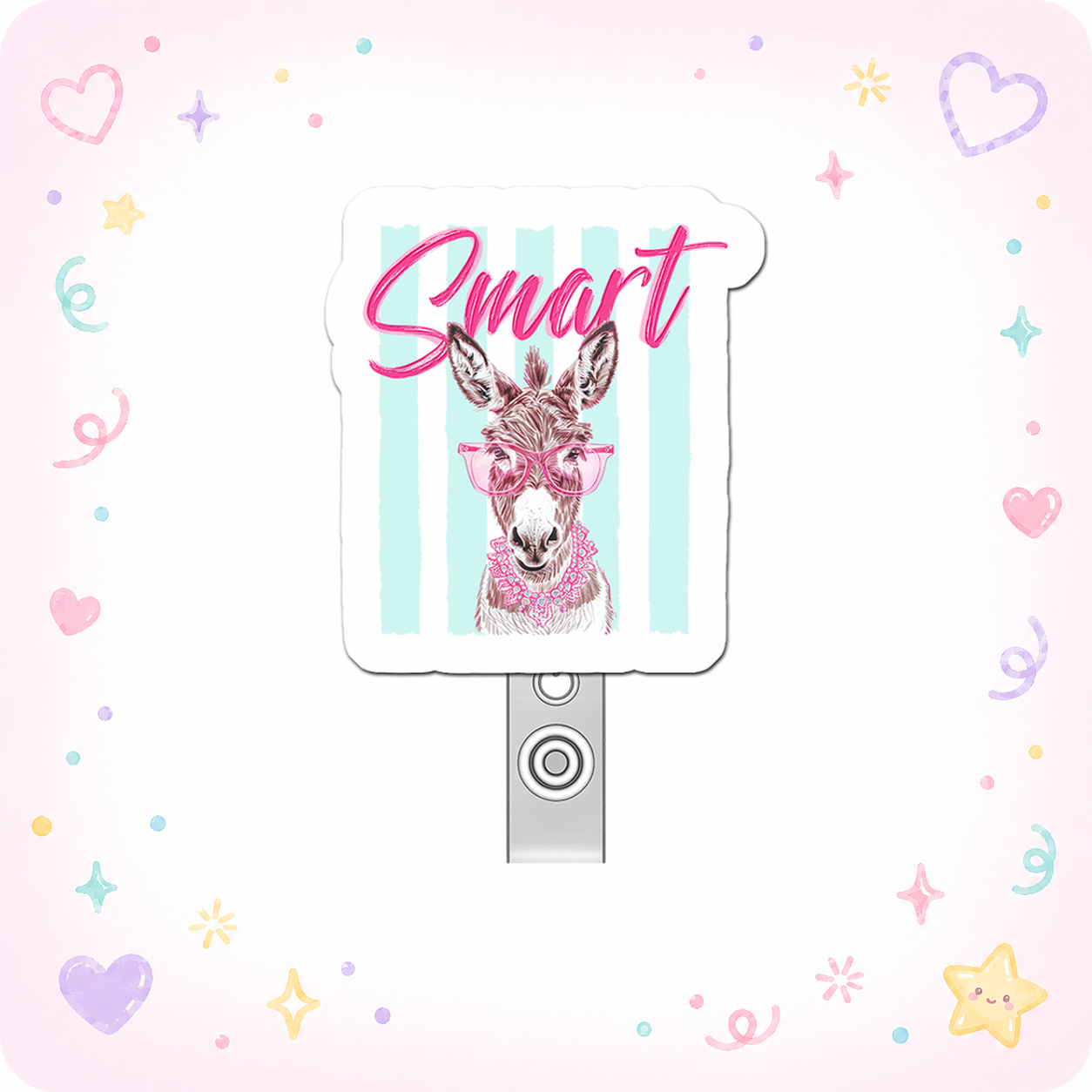 Sassy Scholar Llama Pop Topper Swapfinity Retractable ID Badge Reel - - Topperswap