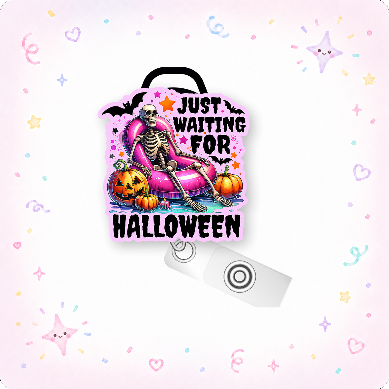 Just Waiting for Halloween Pop Topper Swapfinity Retractable ID Badge Reel - - Topperswap