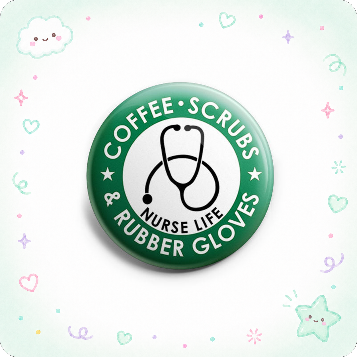 Coffee, Scrubs, Rubber Gloves Nurse Life Topper - - Topperswap