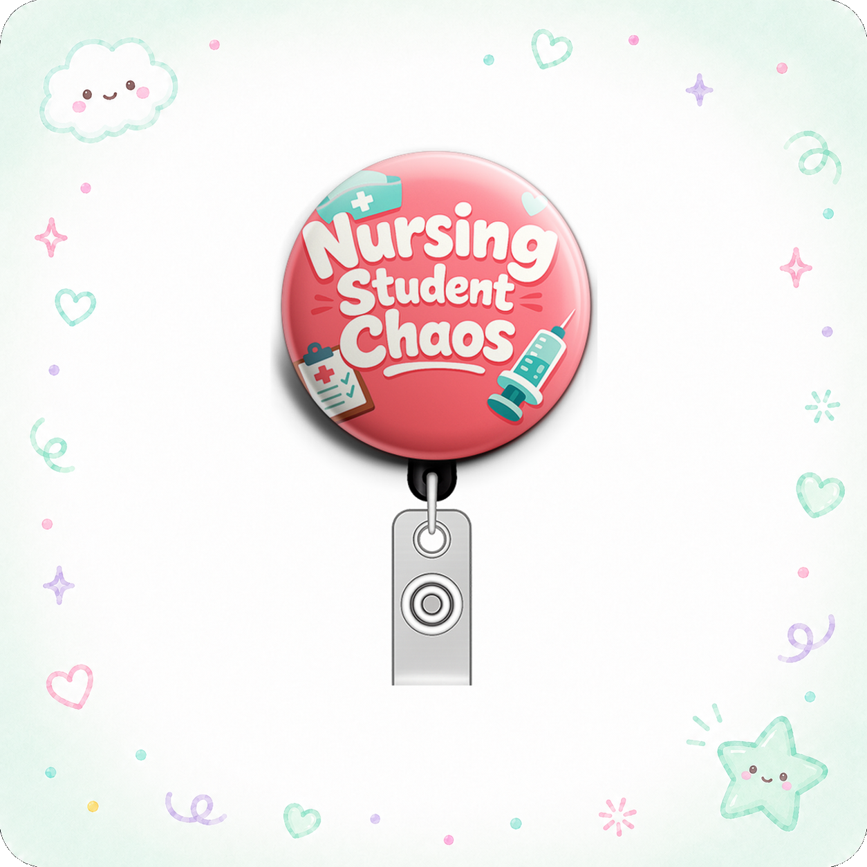 Nursing Student Chaos Swapfinity Retractable ID Badge Reel - - Topperswap