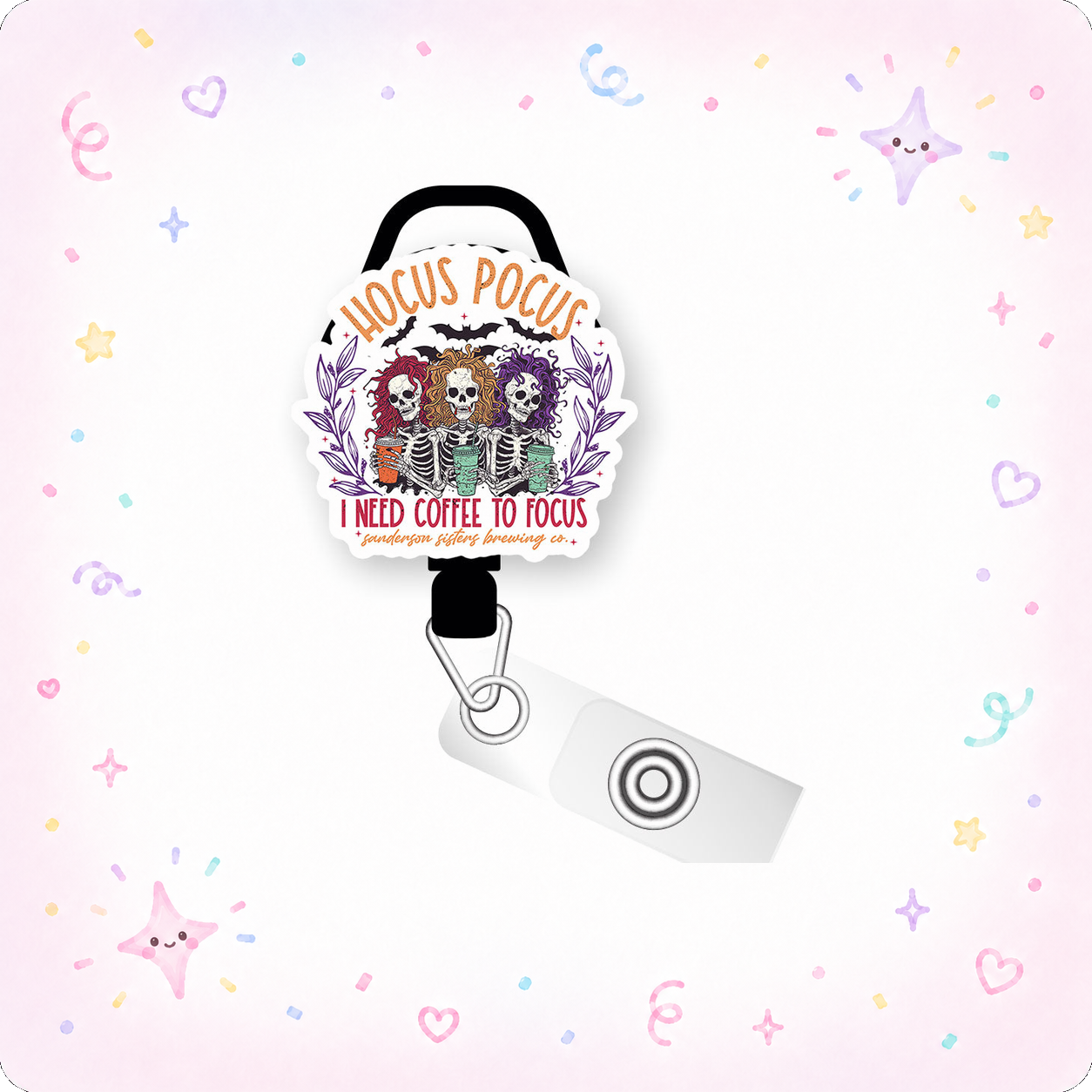Three Coffee Sisters Pop Topper Swapfinity Retractable ID Badge Reel - - Topperswap