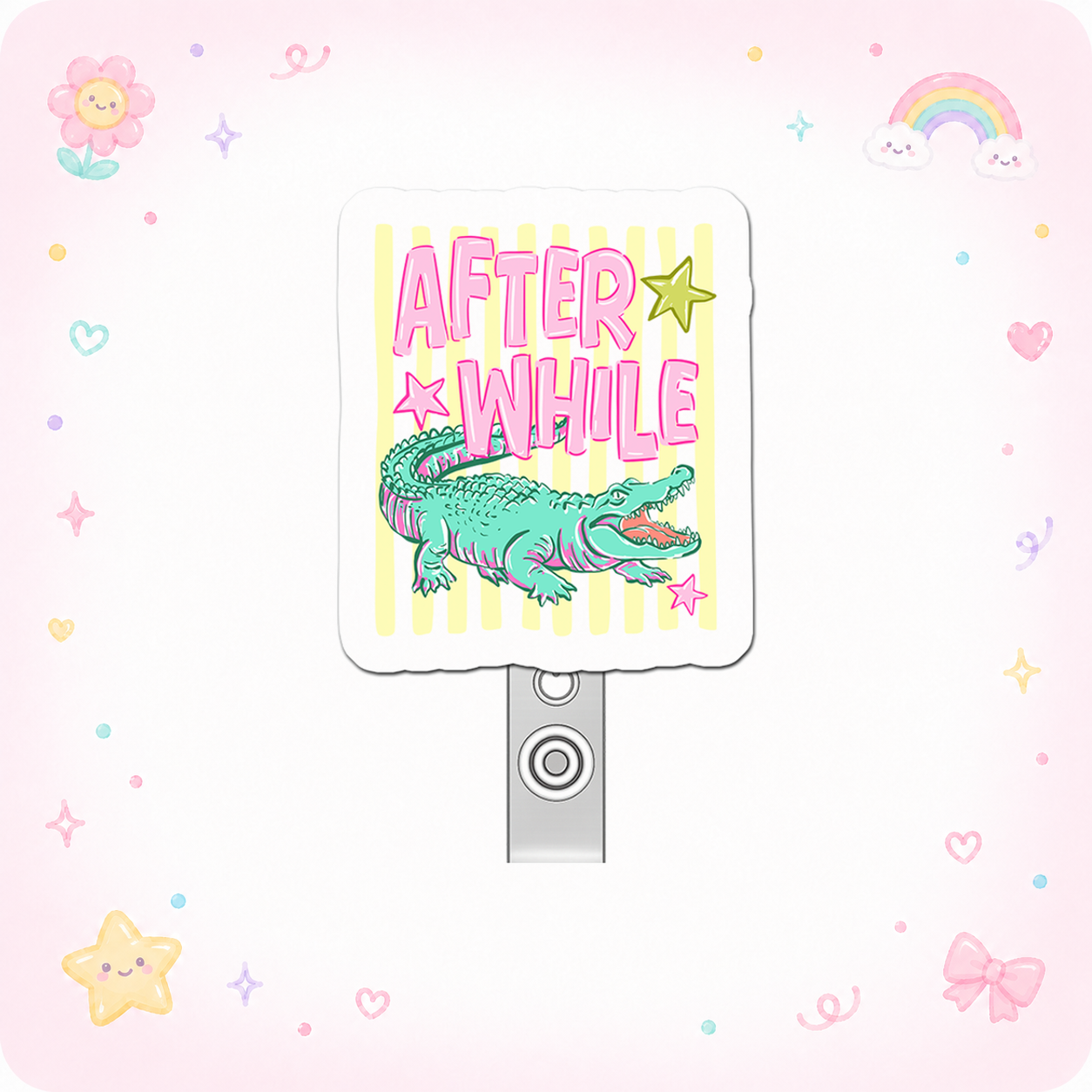 Gator Glam Vibes Pop Topper Swapfinity Retractable ID Badge Reel - - Topperswap
