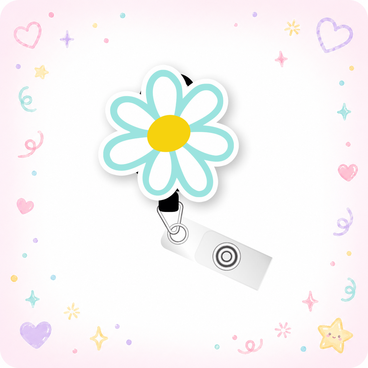 Daisy Delight Pop Topper Swapfinity Retractable ID Badge Reel - - Topperswap