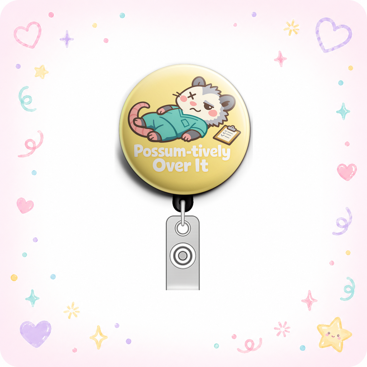 Possum-tively Over It Swapfinity Retractable ID Badge Reel - - Topperswap