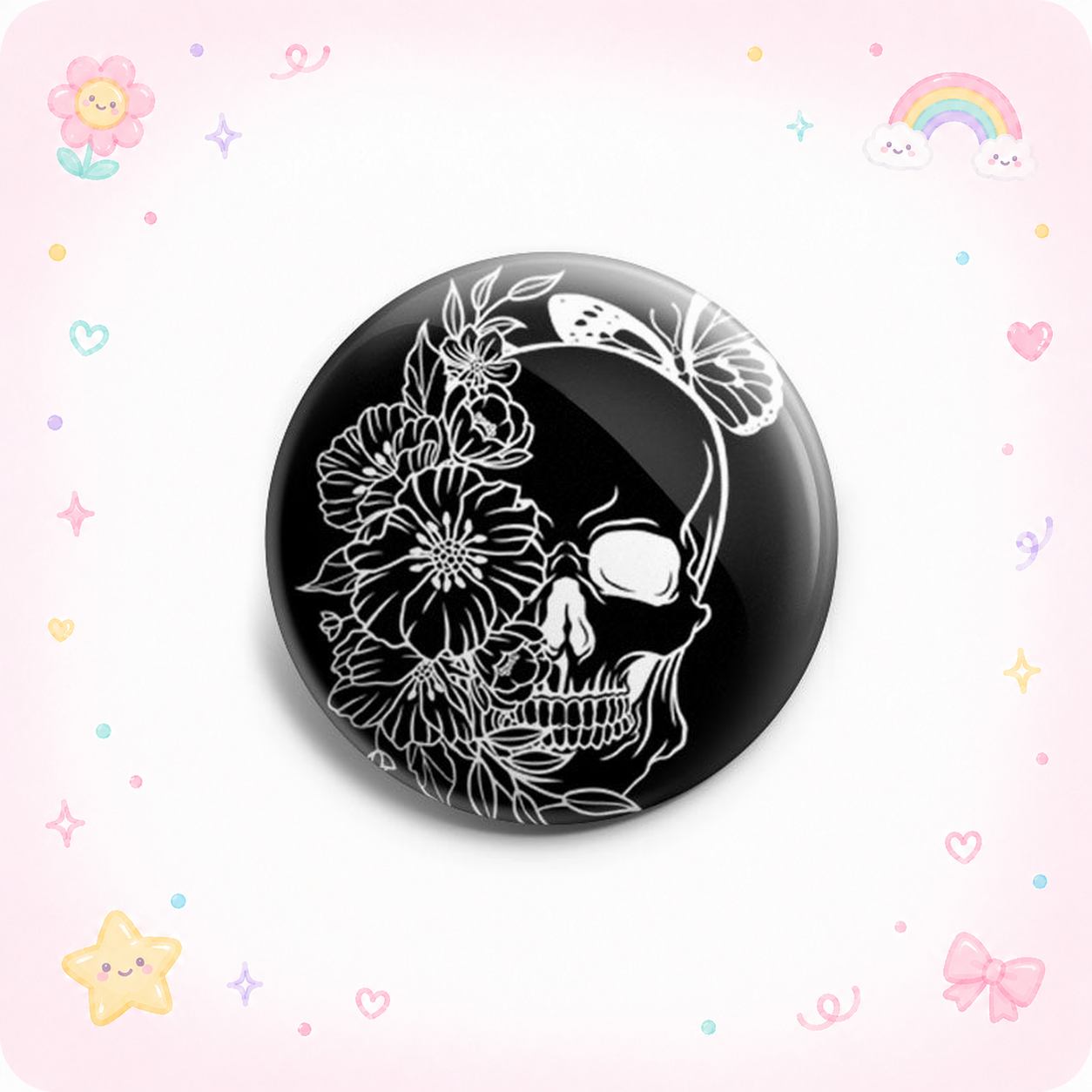 Skull X-Ray with Florals - Black Topper - - Topperswap