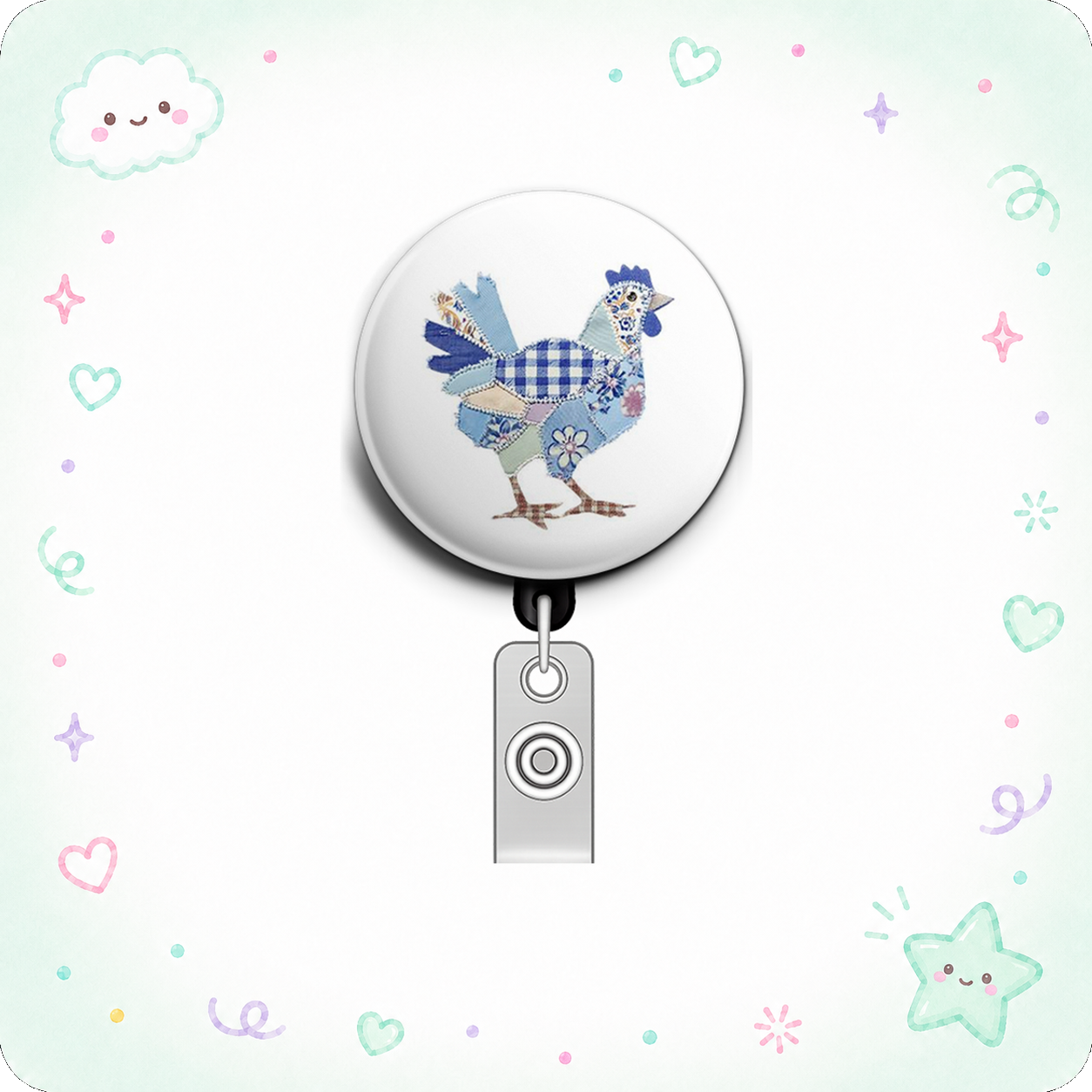 Patchwork Poultry Swapfinity Retractable ID Badge Reel - - Topperswap