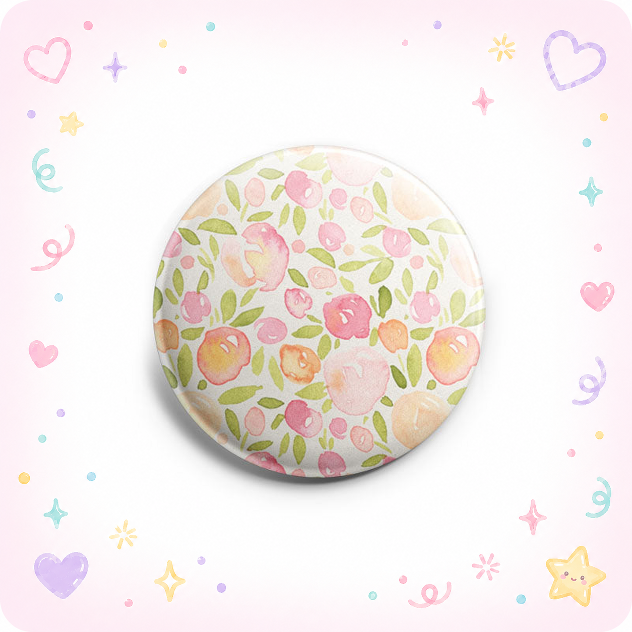 Peach Pink Watercolor Florals Topper - - Topperswap
