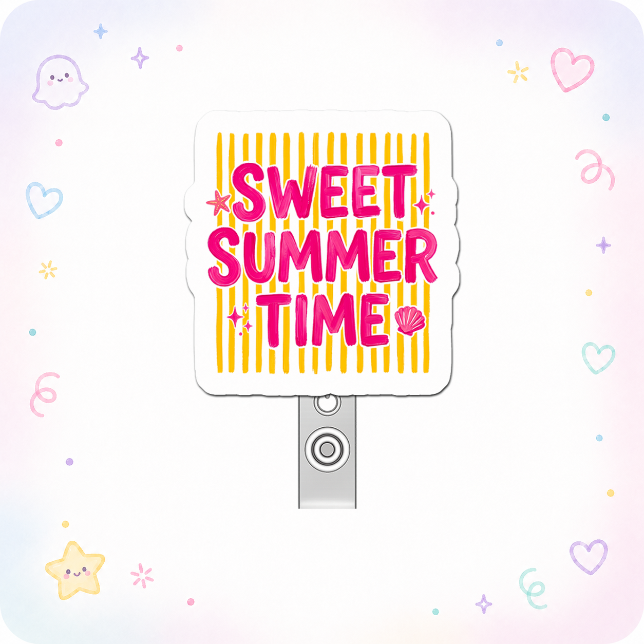 Beach Bliss Boss Pop Topper Swapfinity Retractable ID Badge Reel - - Topperswap
