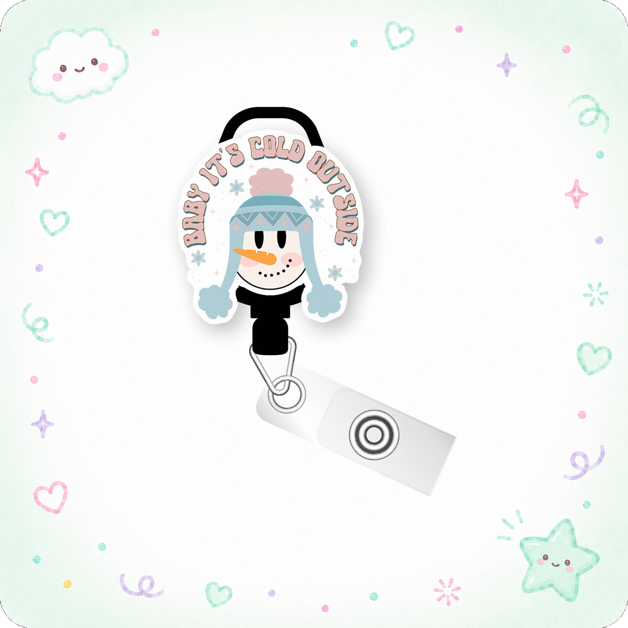 Frosty Fun Pop Topper Swapfinity Retractable ID Badge Reel - - Topperswap