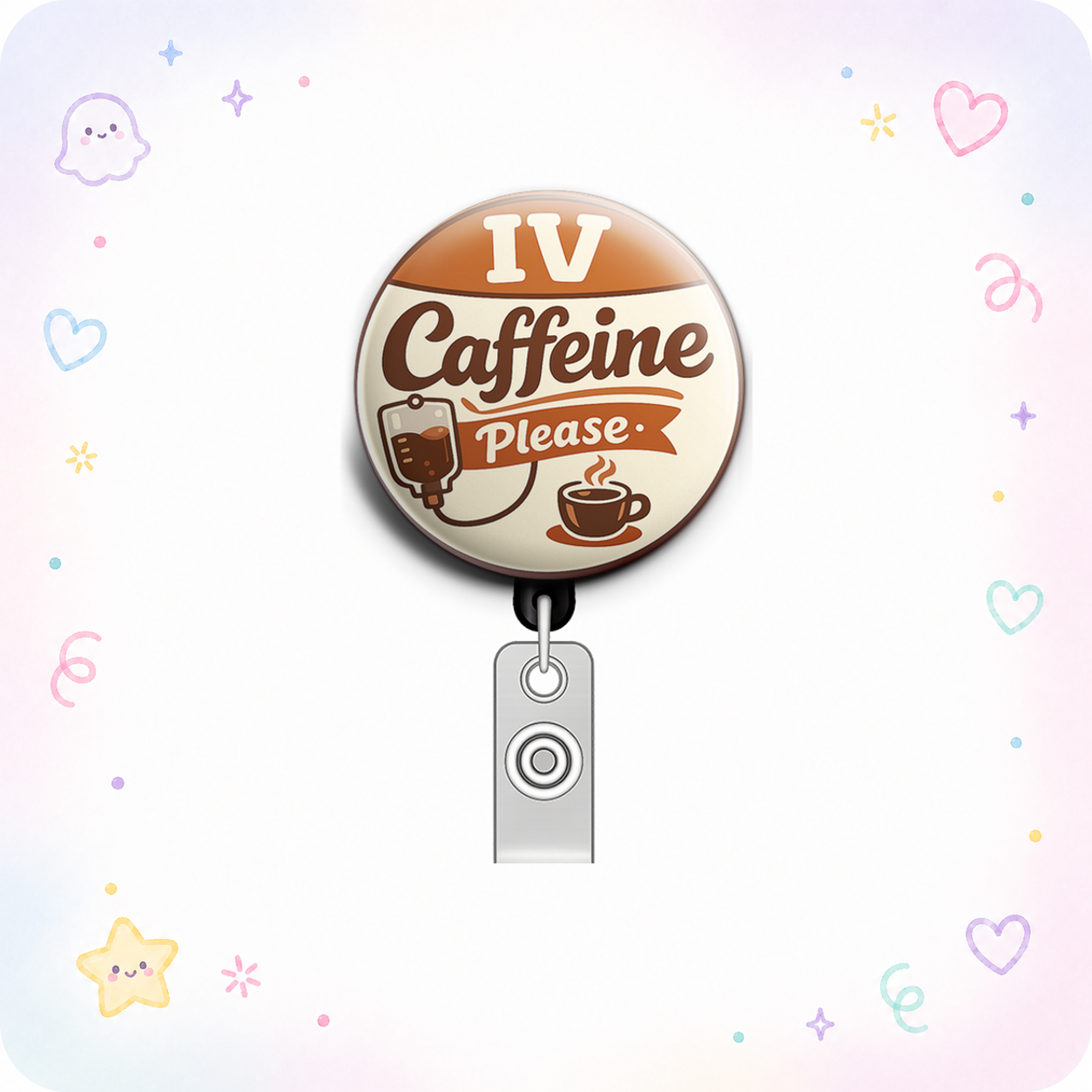 IV Caffeine Please Swapfinity Retractable ID Badge Reel - - Topperswap