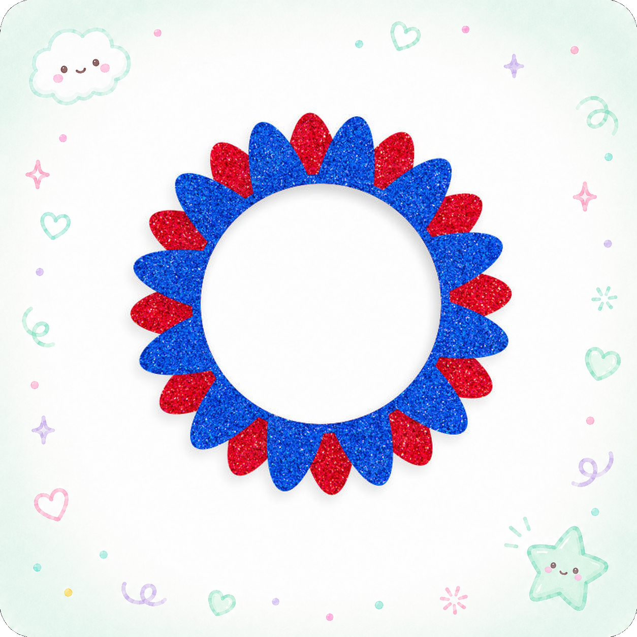 Red & Blue Patriotic Glitter Swapfinity Swapper Frame - - Topperswap