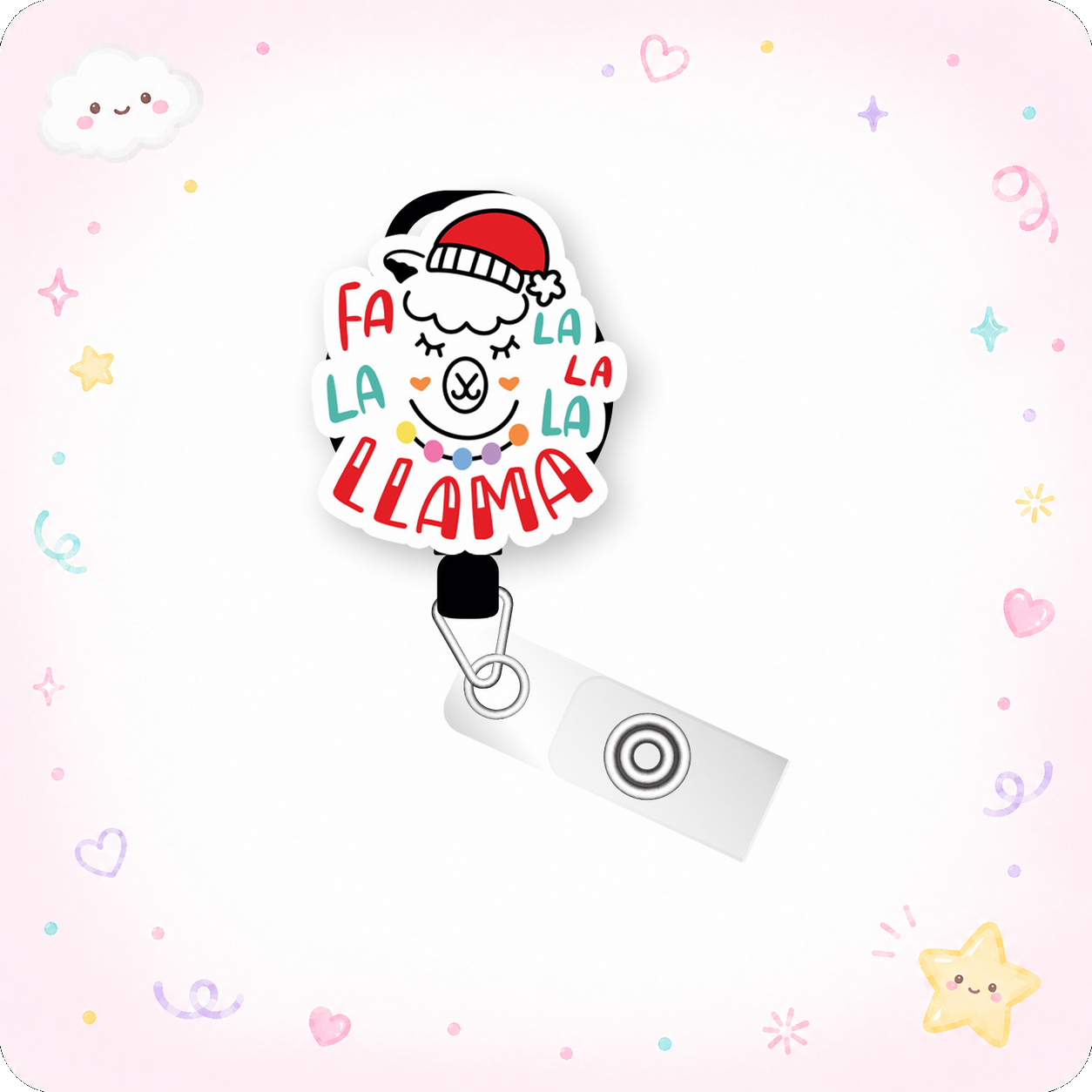 Fa La La Llama Joy Pop Topper Swapfinity Retractable ID Badge Reel - - Topperswap