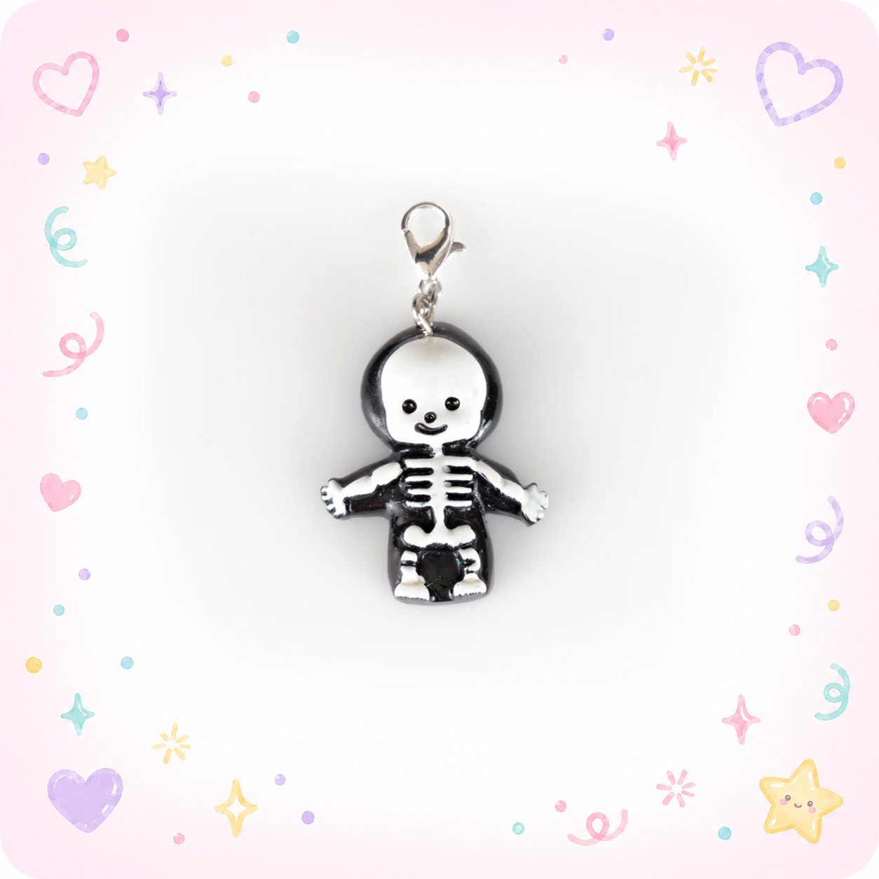 Cute Skeleton Charm Badge Reel Add-on - - Topperswap