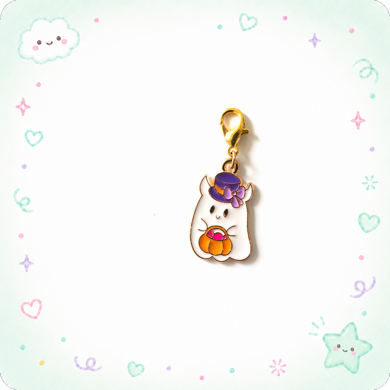 Elegantly Eerie Trick-or-Treater Ghost Charm Swapfinity Badge Reel Add-on - - Topperswap