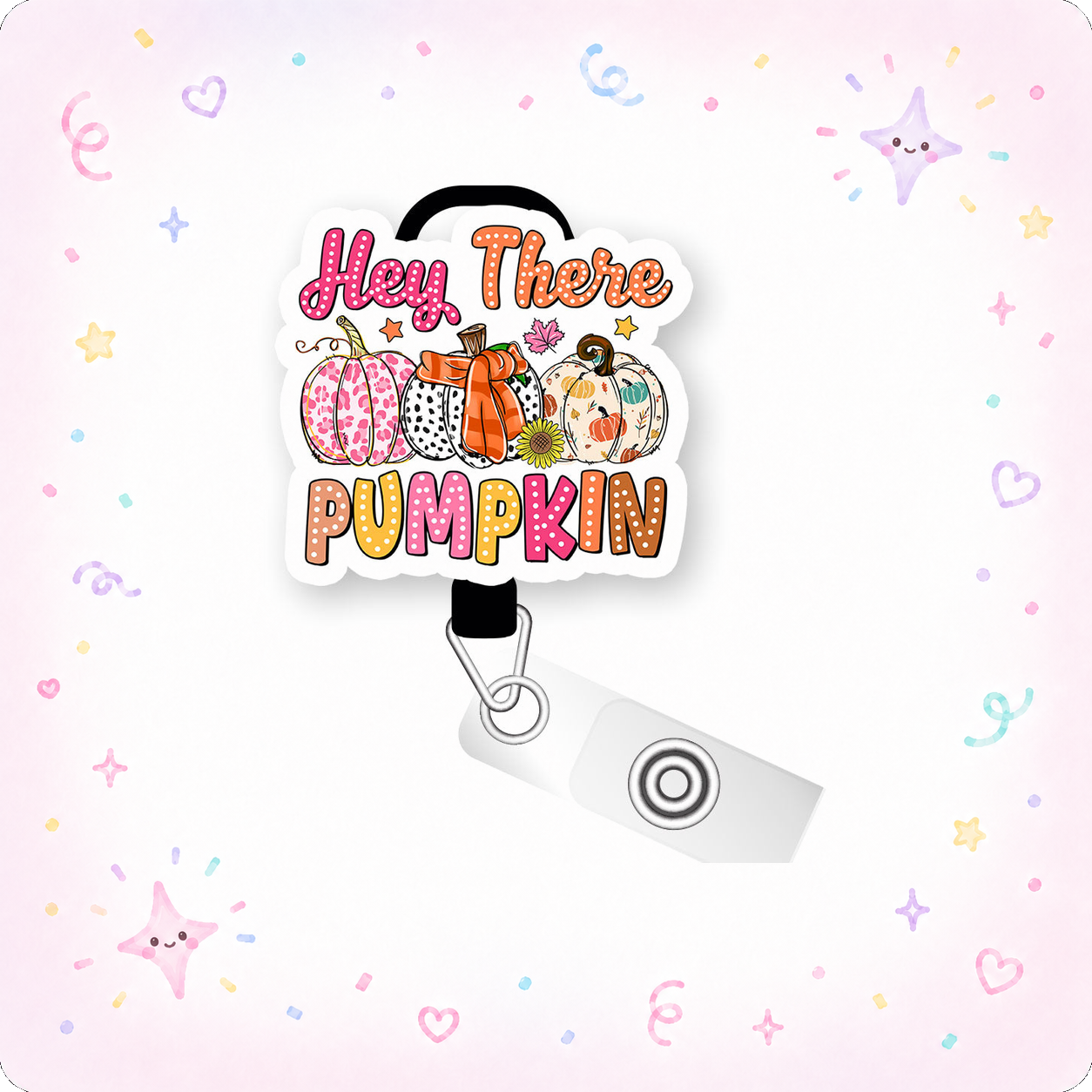 Pumpkin Greetings Pop Topper Swapfinity Retractable ID Badge Reel - - Topperswap