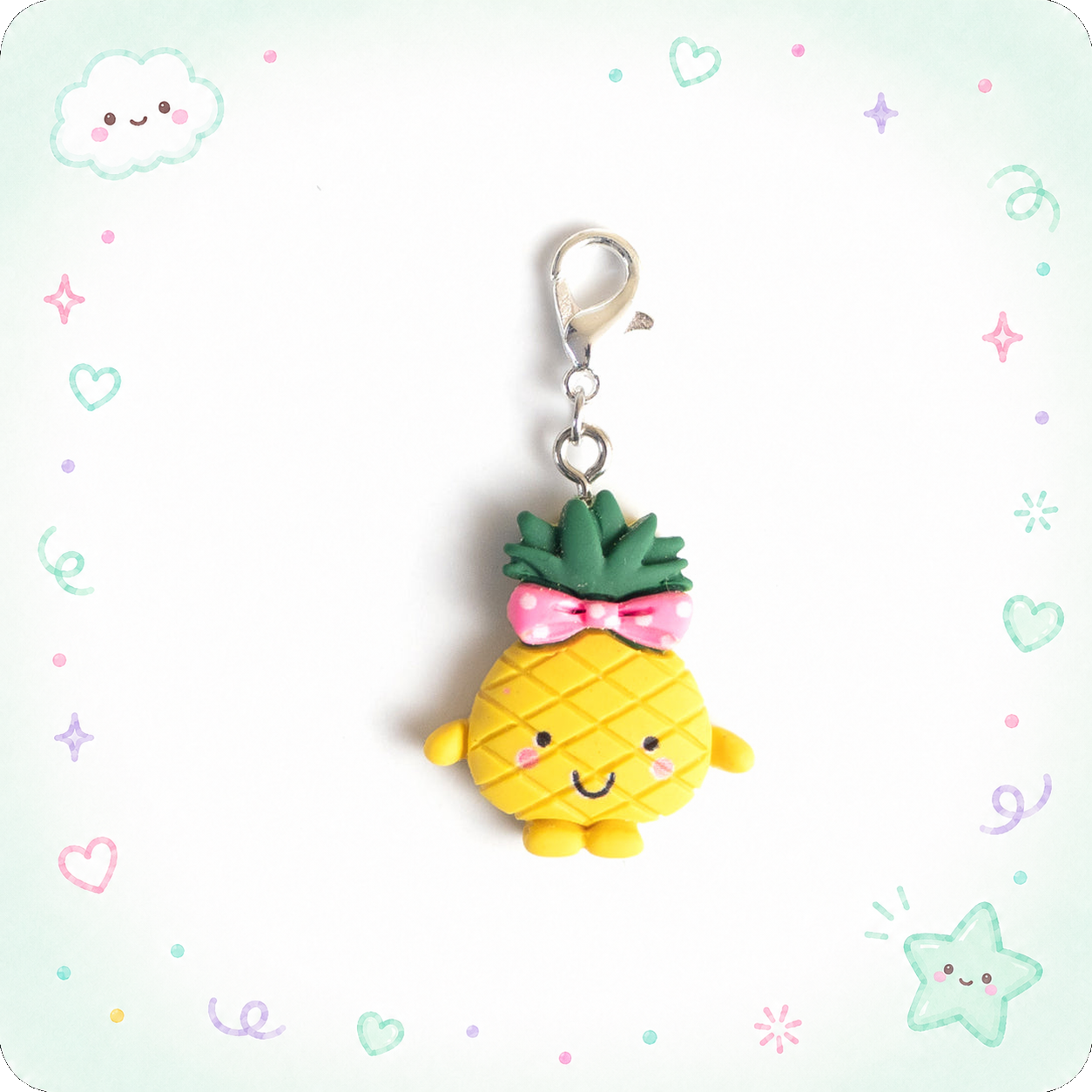 Pineapple Character Charm Badge Reel Add-on - - Topperswap