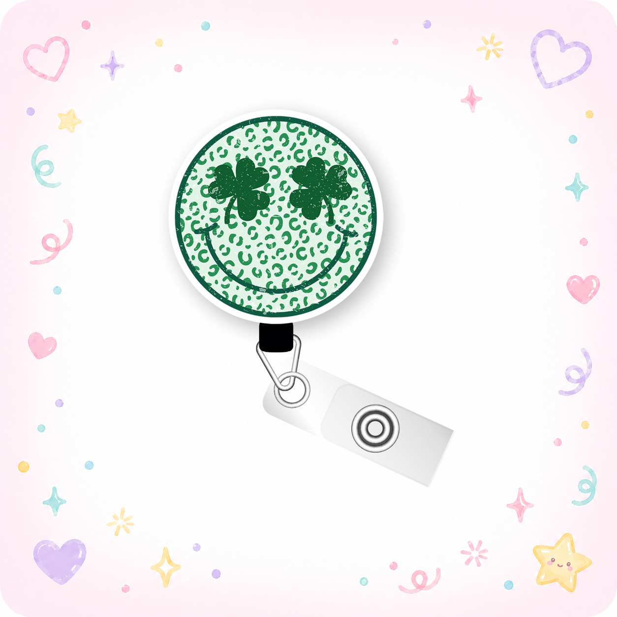 Shamrock Smile Topper Pop Topper Swapfinity Retractable ID Badge Reel - - Topperswap