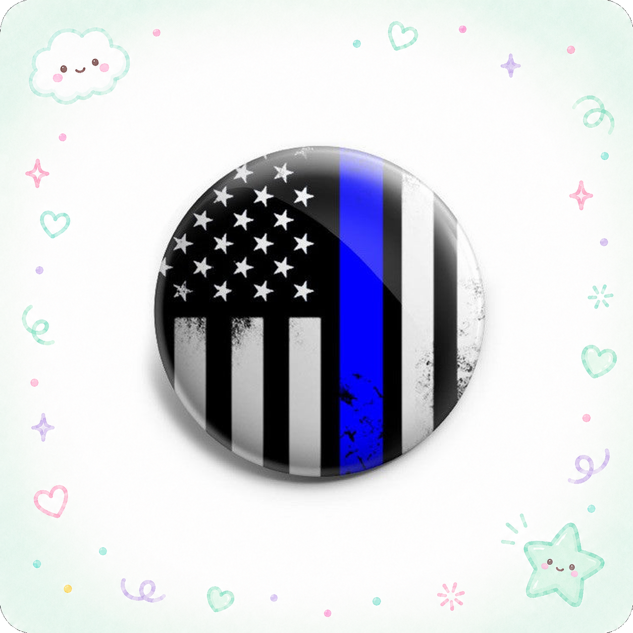 Distressed Thin Blue Line Flag Topper - - Topperswap