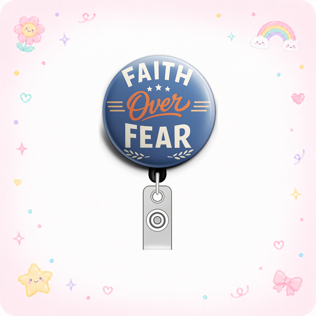 Faith Over Fear Swapfinity Retractable ID Badge Reel - - Topperswap