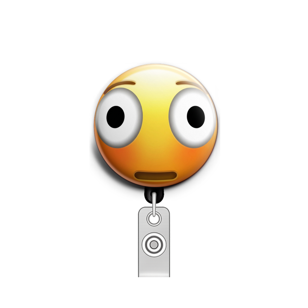 Flushed Face Emoji Swapfinity Retractable ID Badge Reel - - Topperswap