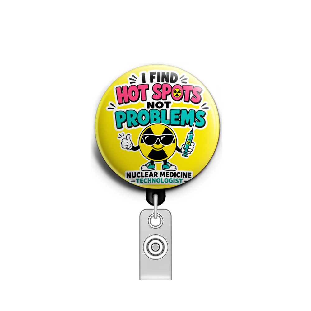 Custom Design – Funny Nuclear Medicine technology theme - Badge Reel (Alligator, Black) - Topperswap