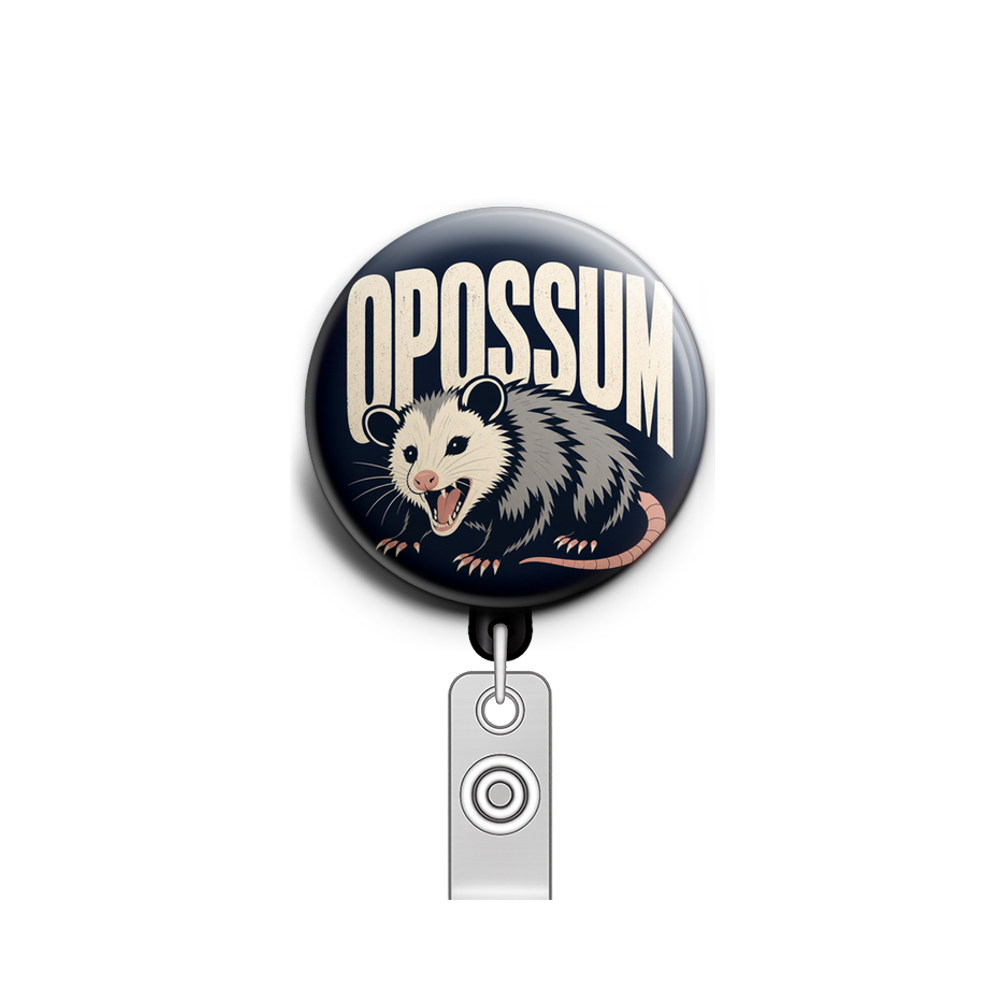 Custom Design – Opossum - Badge Reel (Alligator, Black) - Topperswap