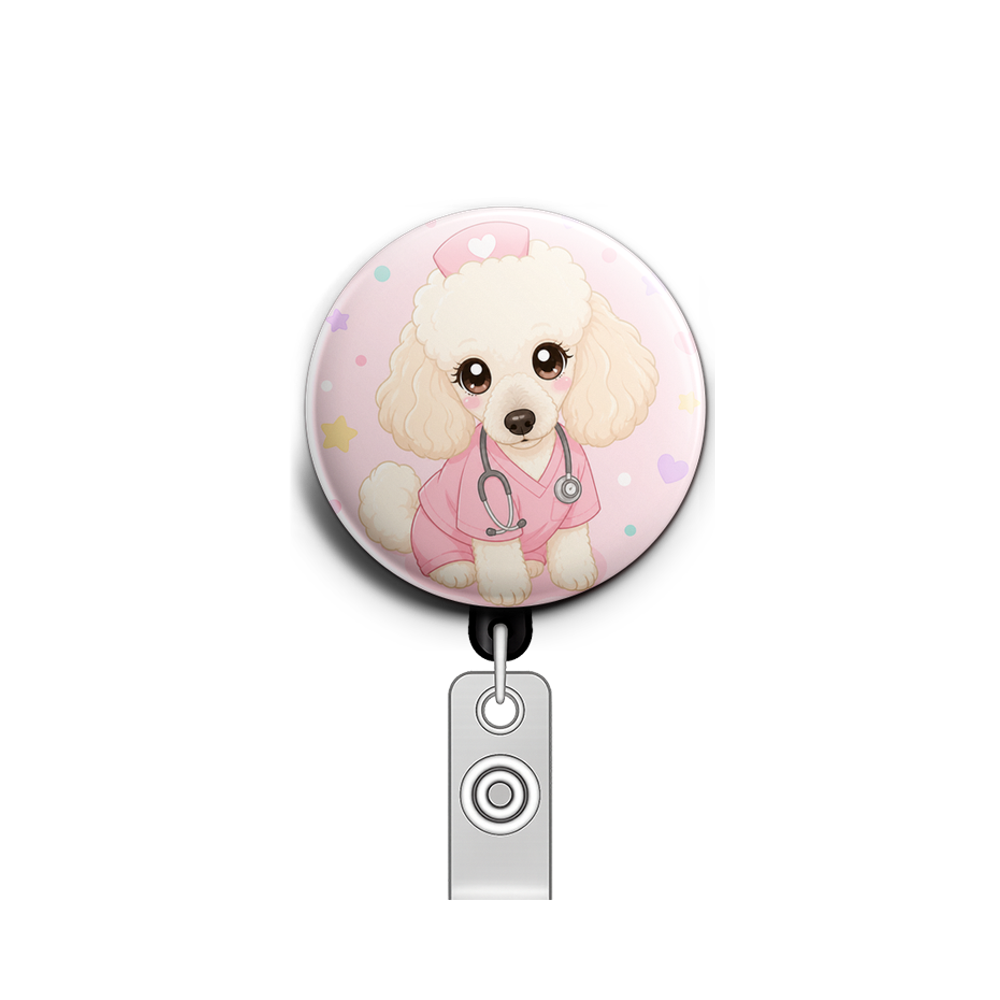 My pet wearing nurse scrubs and a tiny stethoscope - the cut…