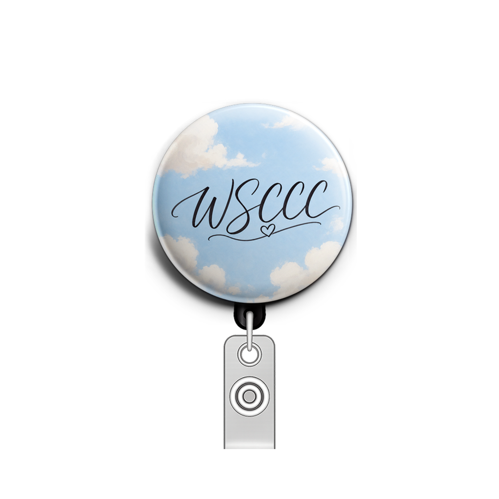 Custom Design – Blue sky with cloud - Badge Reel (Alligator, Black) - Topperswap