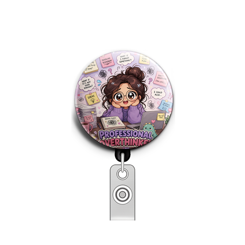 A cute wide-eyed character surrounded by floating tasks, sti…