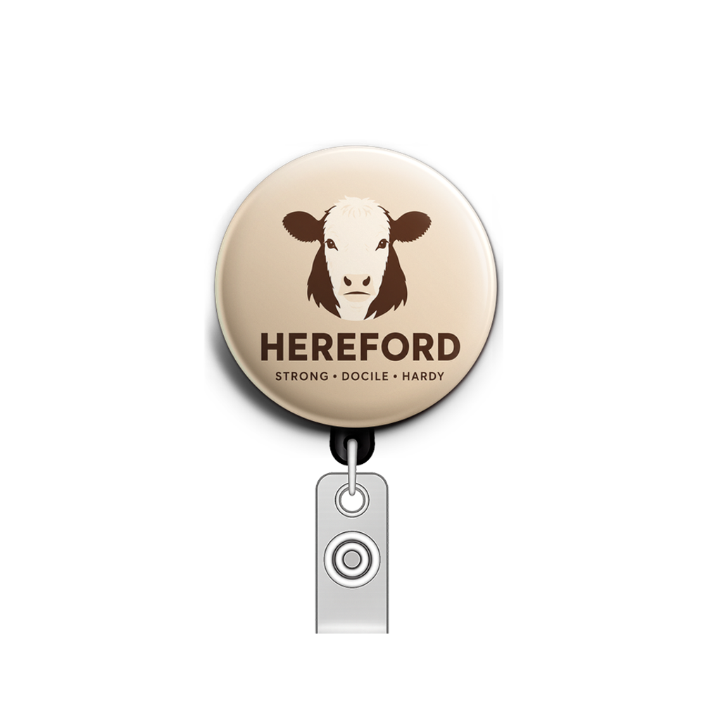 Custom Design – Hereford cow - Badge Reel (Alligator, Black) - Topperswap
