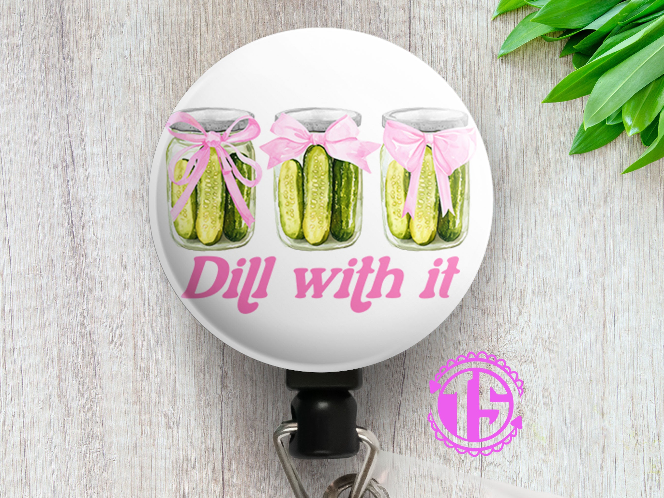 Dill With It Pickles Swapfinity Retractable ID Badge Reel - - Topperswap