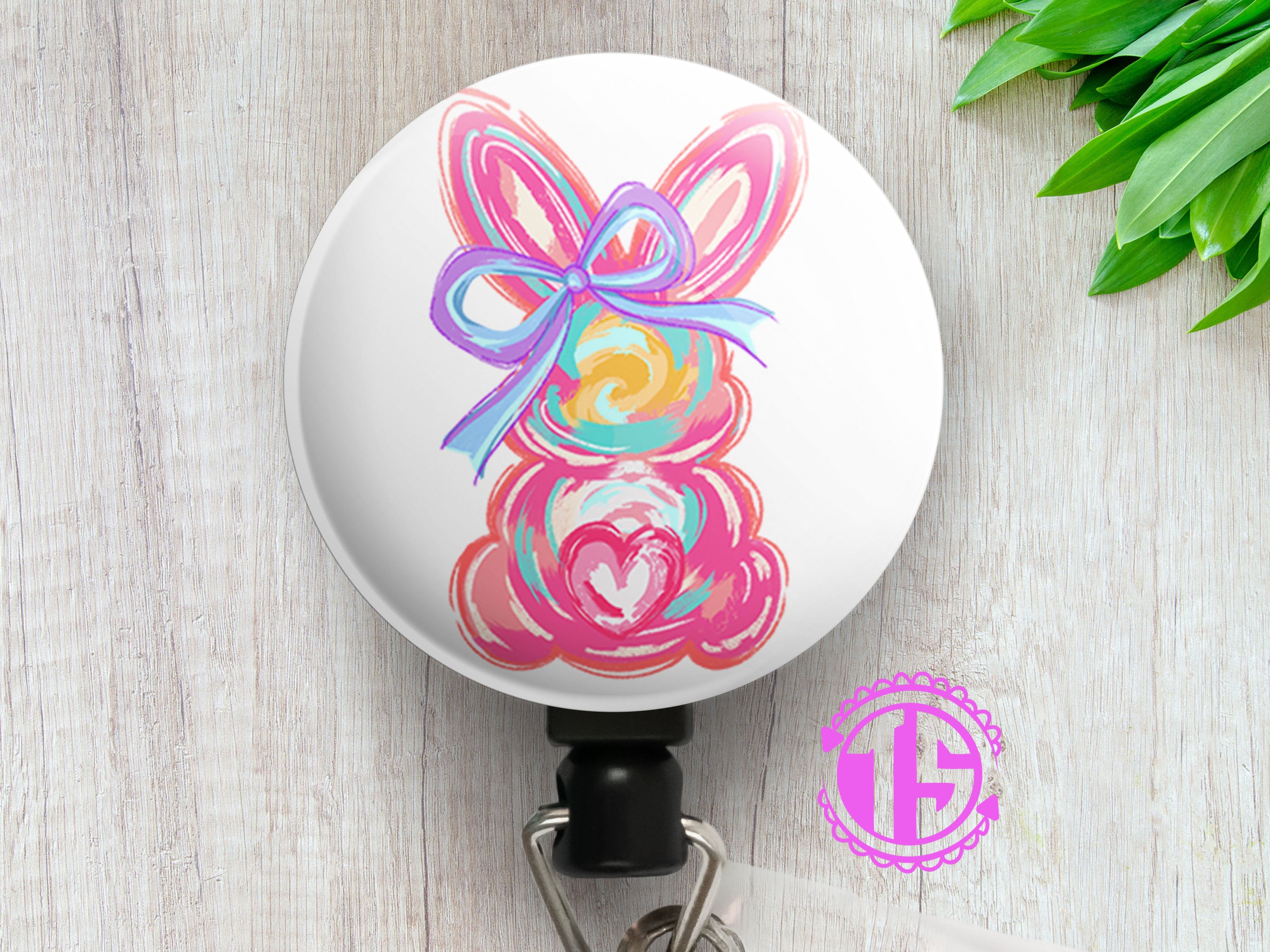 Easter Bunny Swirl Swapfinity Retractable ID Badge Reel - - Topperswap