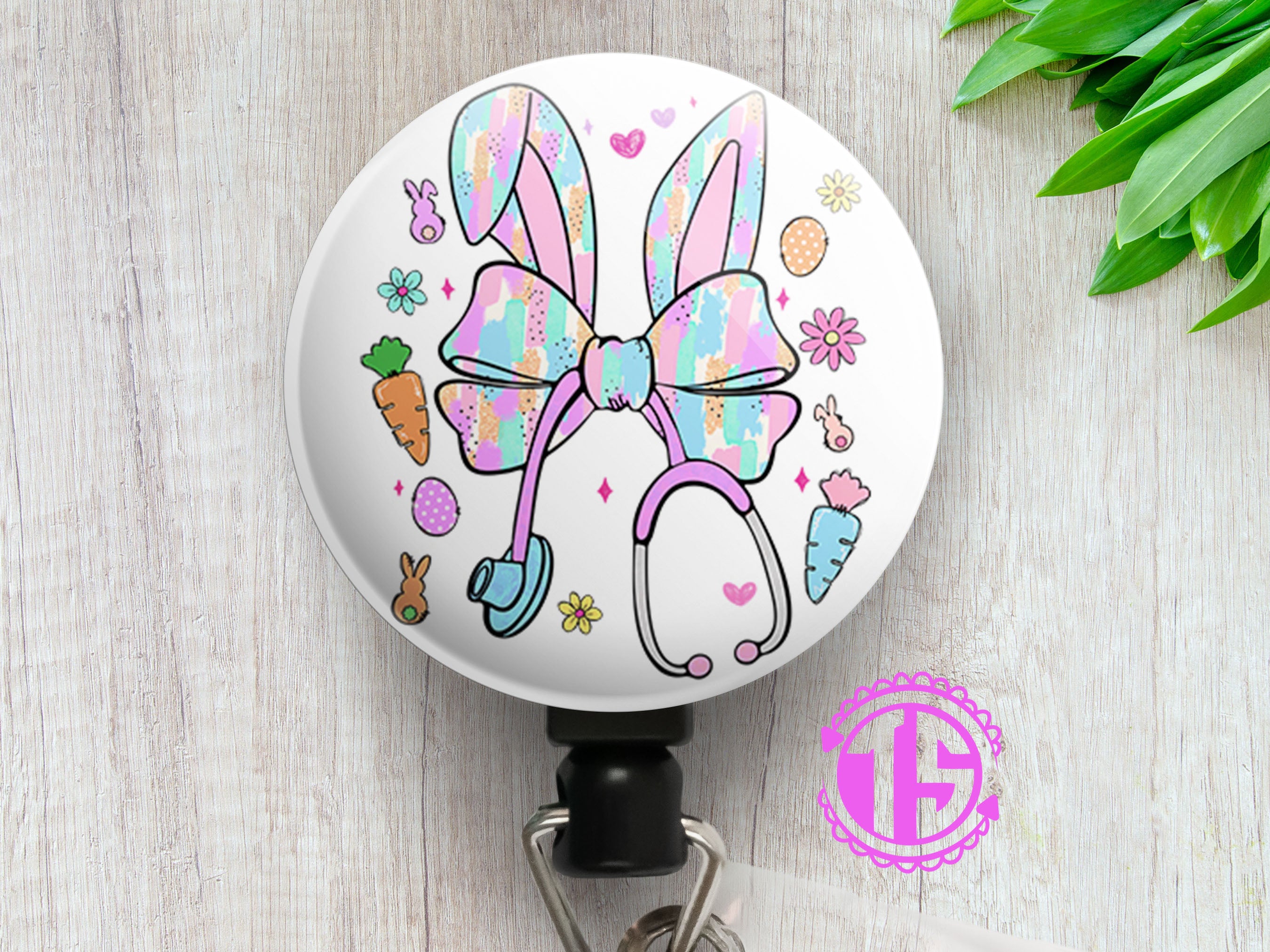 Easter Bunny Nurse Swapfinity Retractable ID Badge Reel - - Topperswap