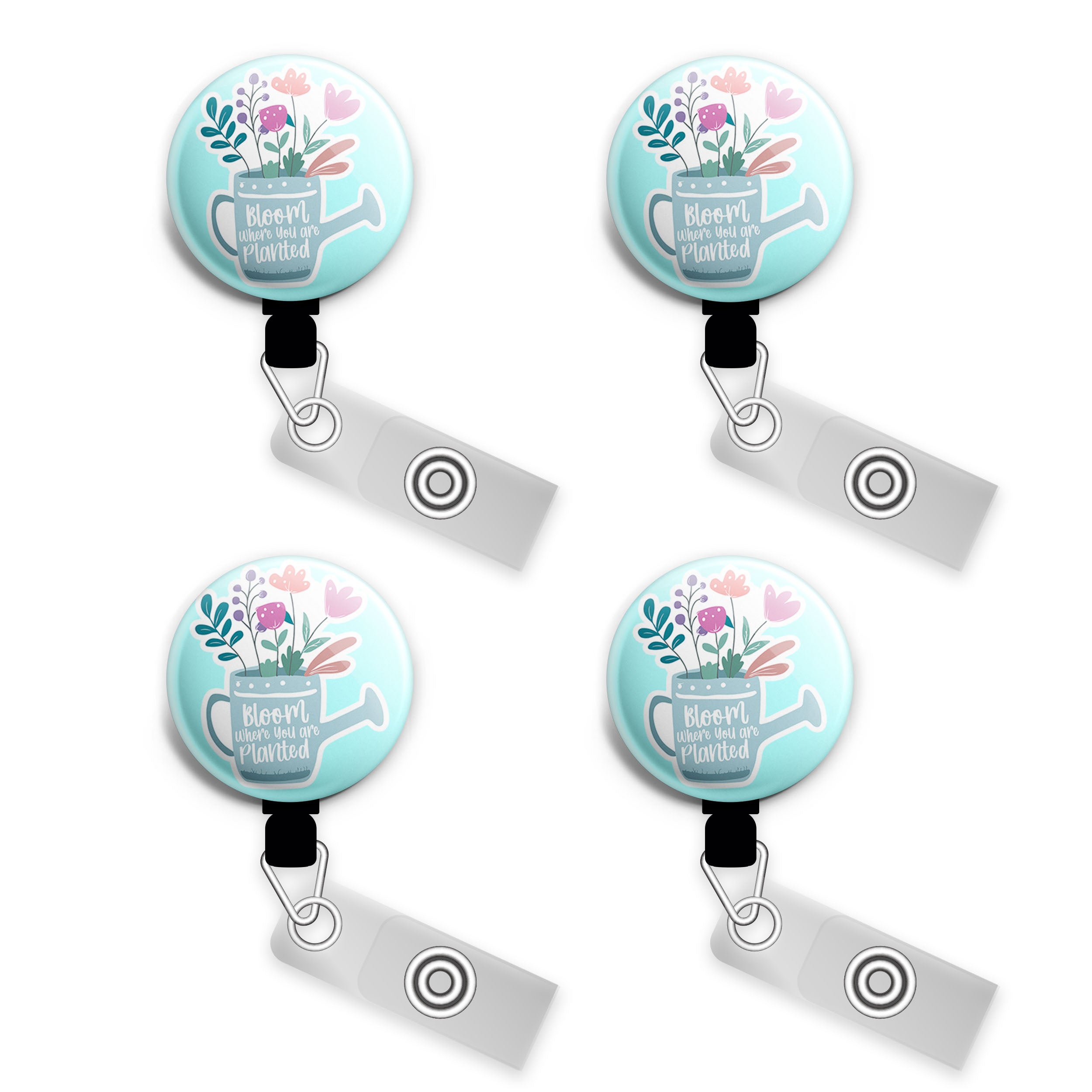 Watering Can Wisdom – Bloom Where You Are Planted Swapfinity Retractable ID Badge Reel - - Topperswap