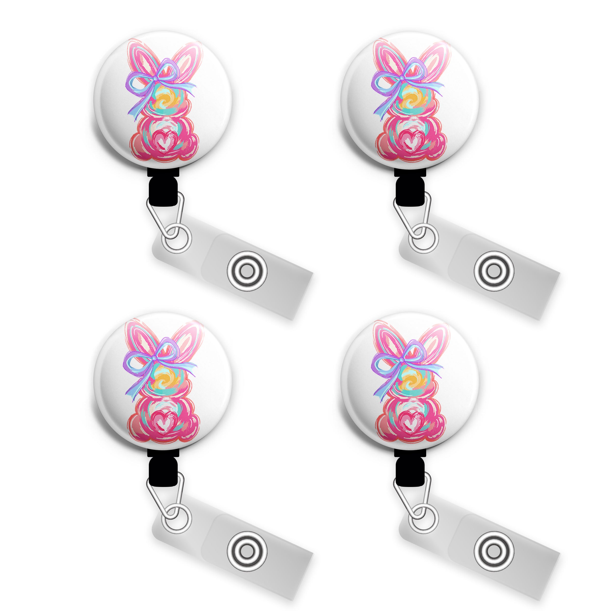 Easter Bunny Swirl Swapfinity Retractable ID Badge Reel - - Topperswap
