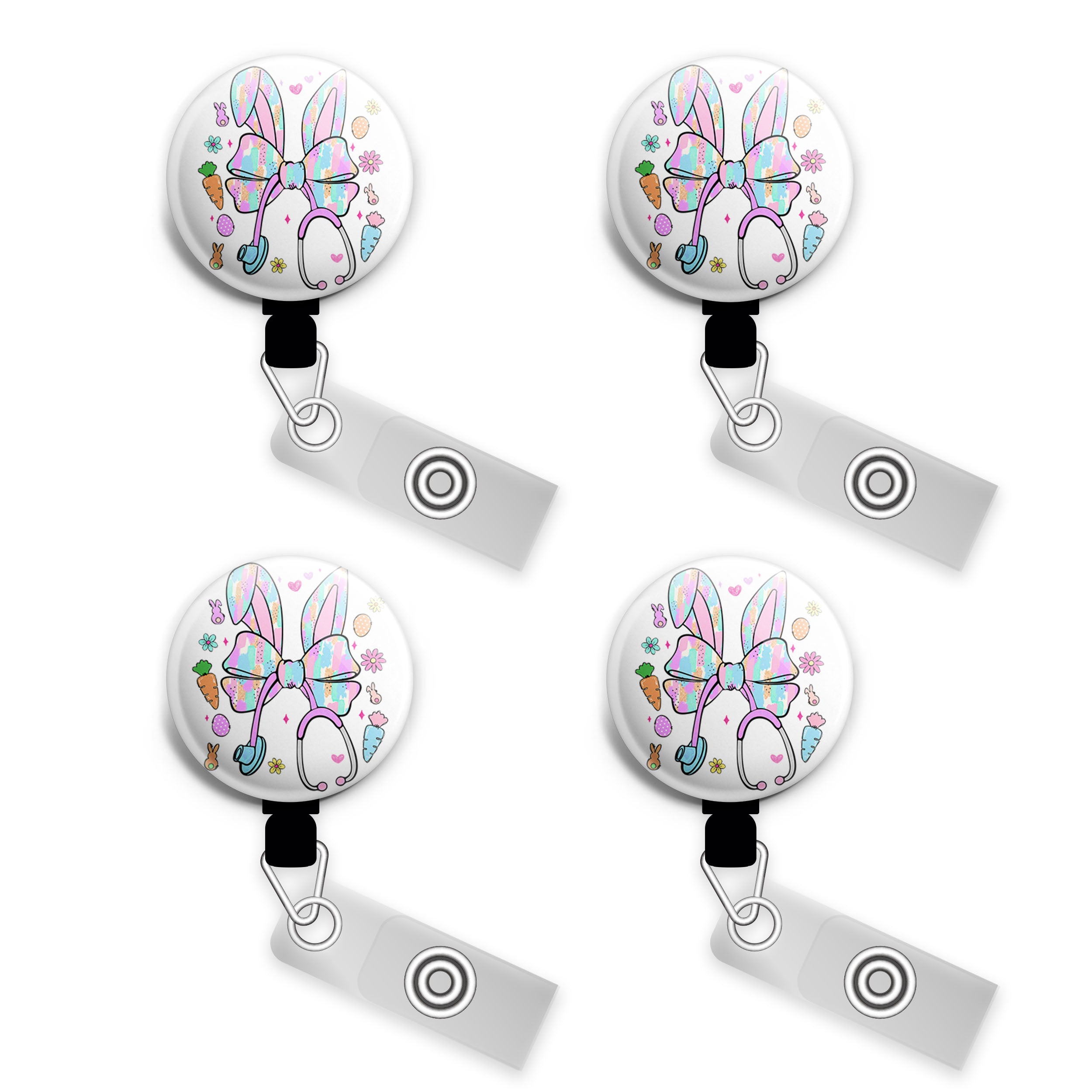 Easter Bunny Nurse Swapfinity Retractable ID Badge Reel - - Topperswap