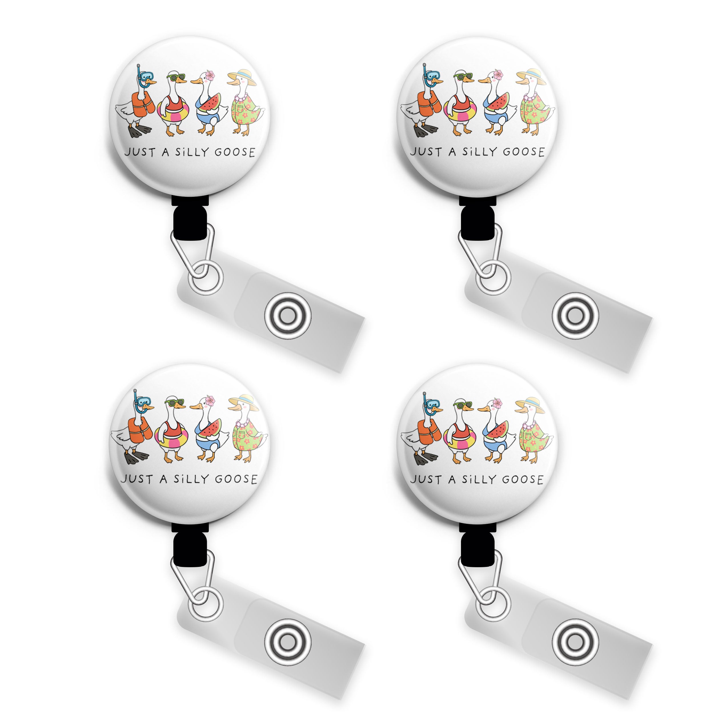 Flower Power Smile Swapfinity Retractable ID Badge Reel - Gator 4pk |Save 10% / Black - Topperswap