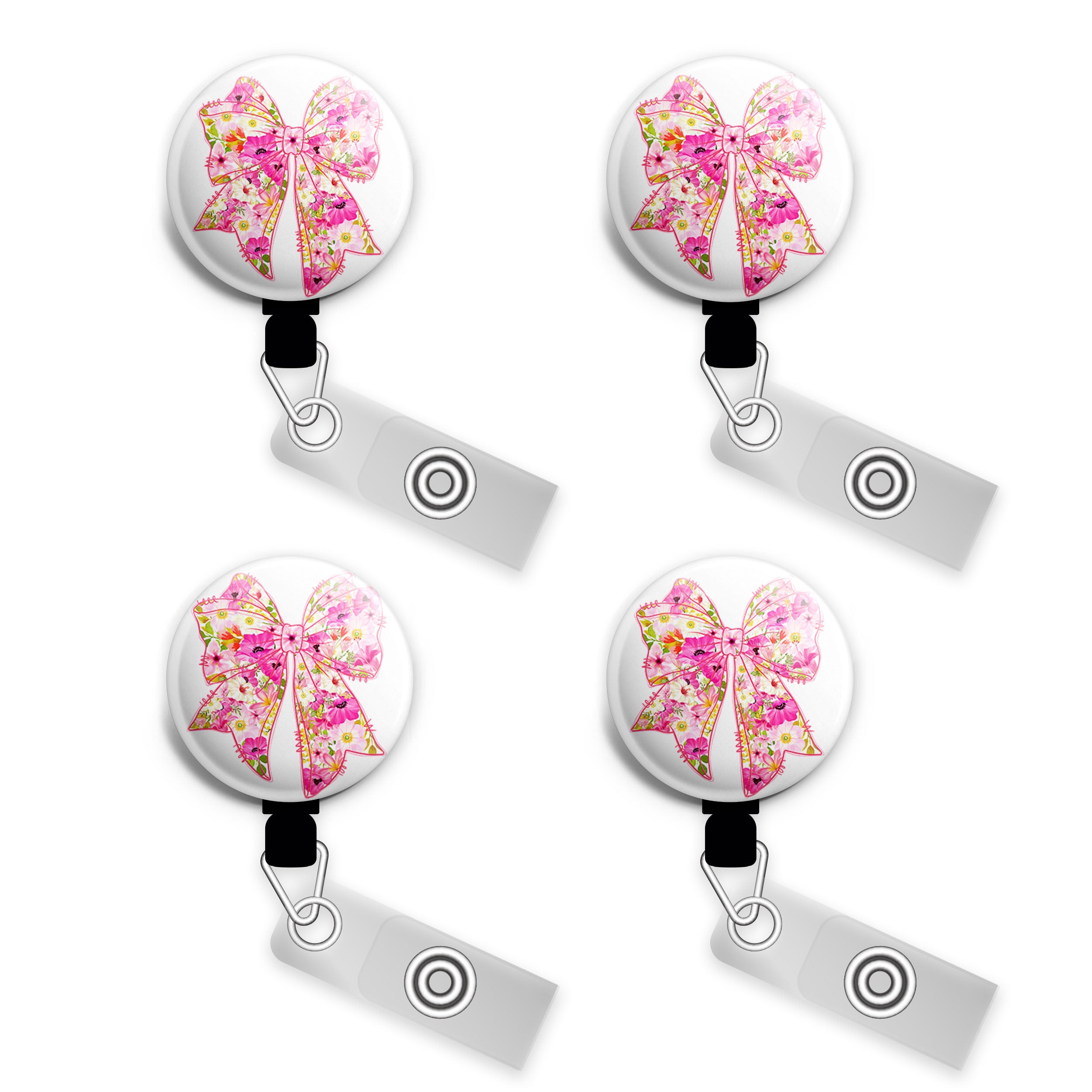 Spring Floral Bow Swapfinity Retractable ID Badge Reel - - Topperswap