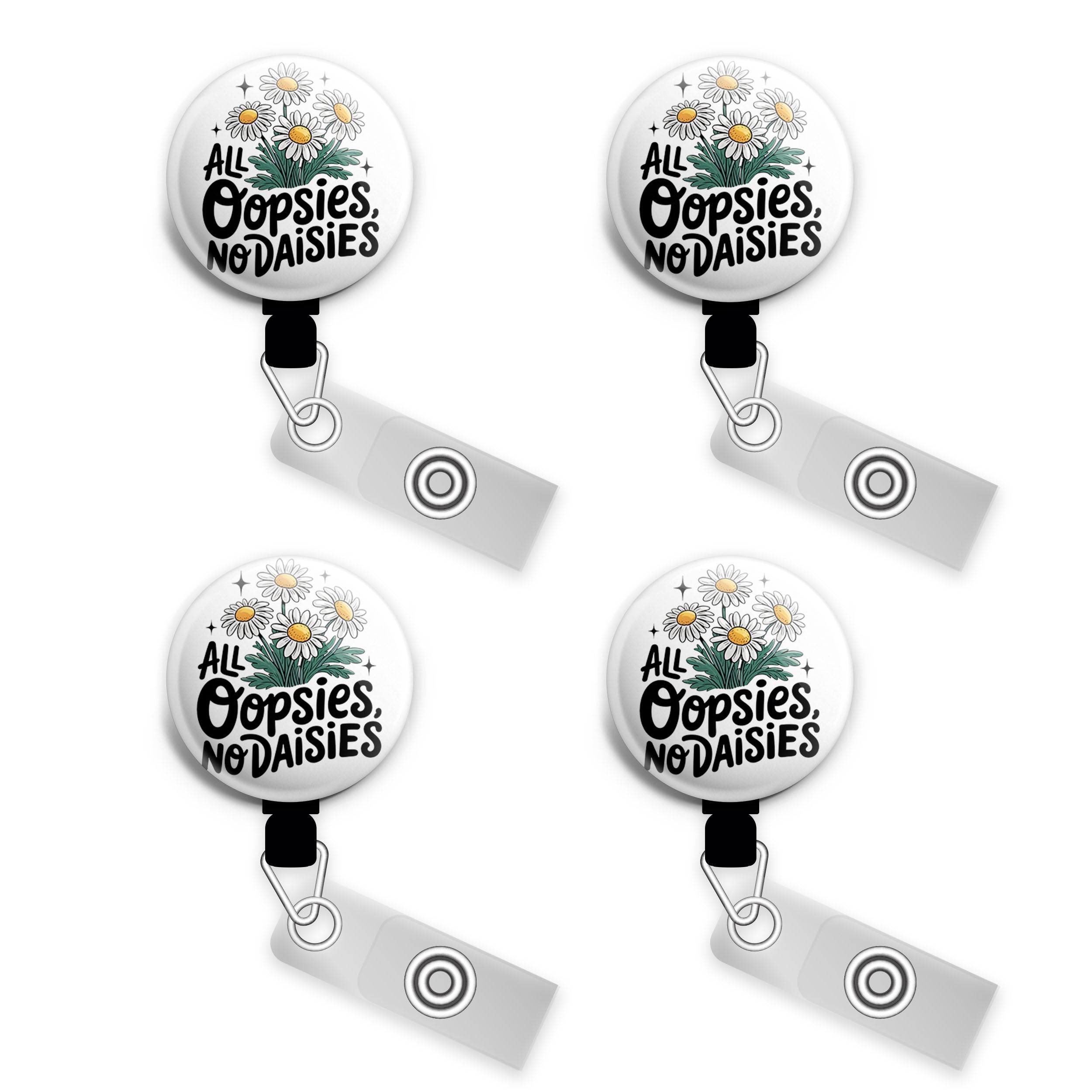 Oopsies No Daisies Swapfinity Retractable ID Badge Reel - - Topperswap