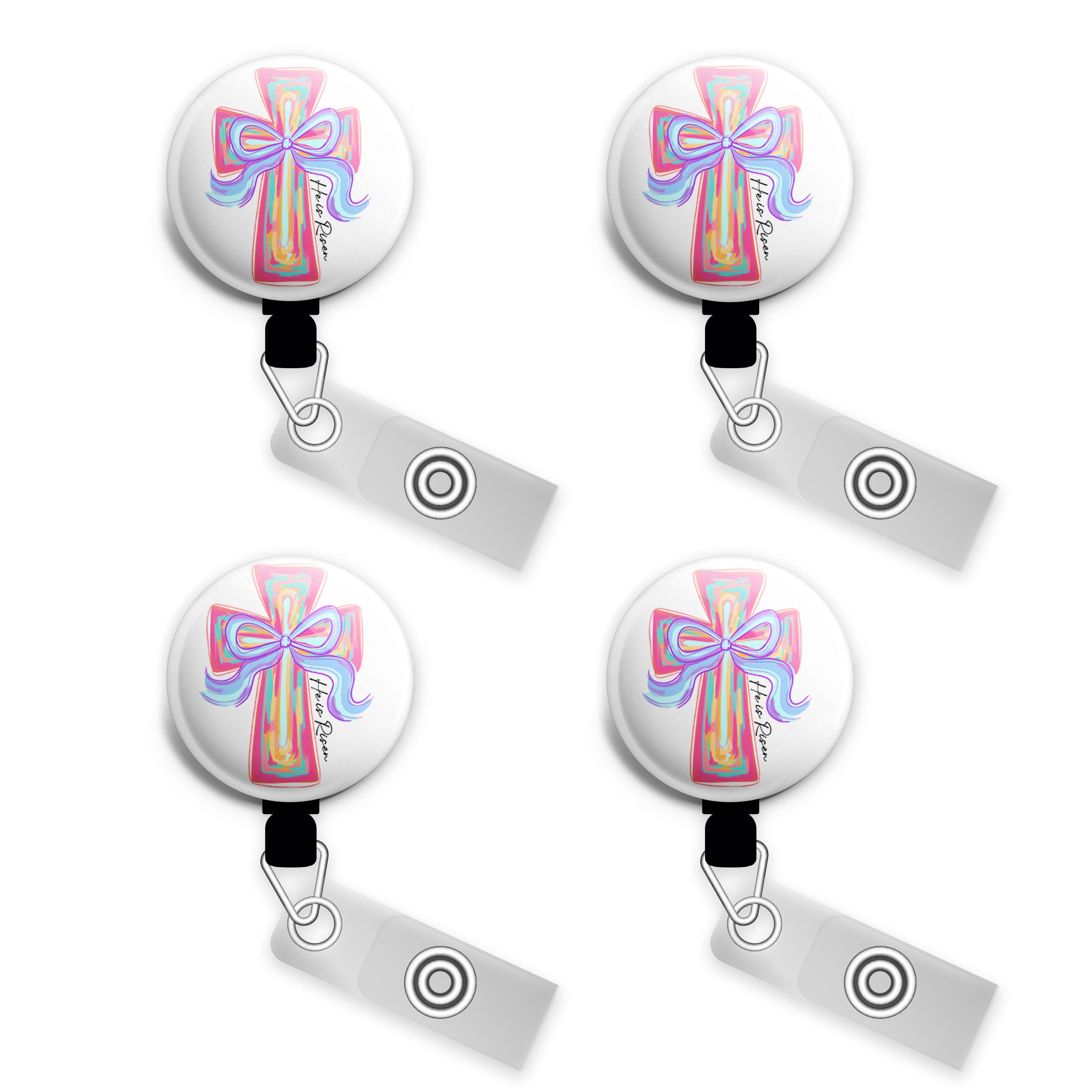 He Is Risen Watercolor Cross Swapfinity Retractable ID Badge Reel - - Topperswap