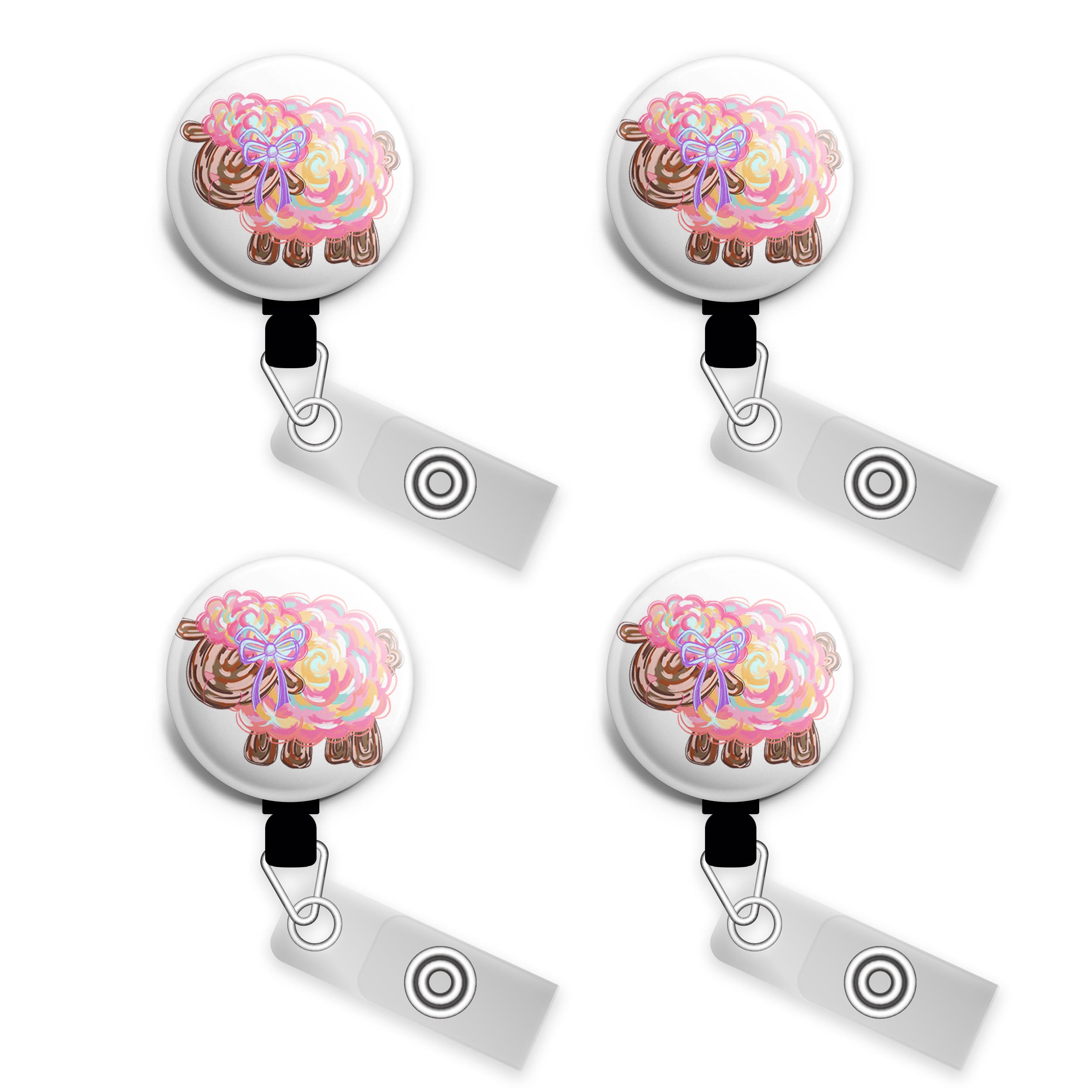 Pastel Swirl Sheep Swapfinity Retractable ID Badge Reel - - Topperswap