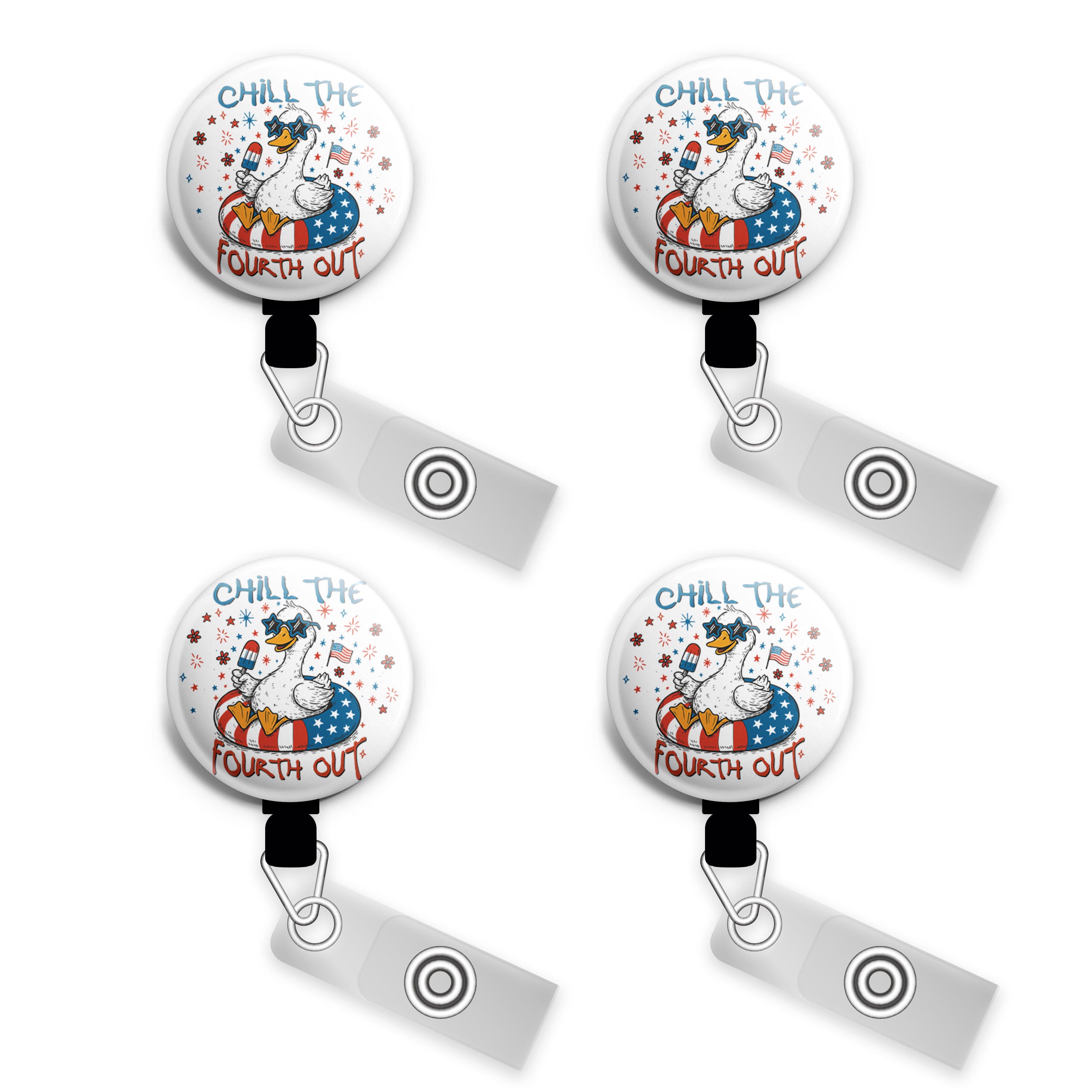 Chill the Fourth Out Swapfinity Retractable ID Badge Reel - Gator 4pk |Save 10% / Black - Topperswap
