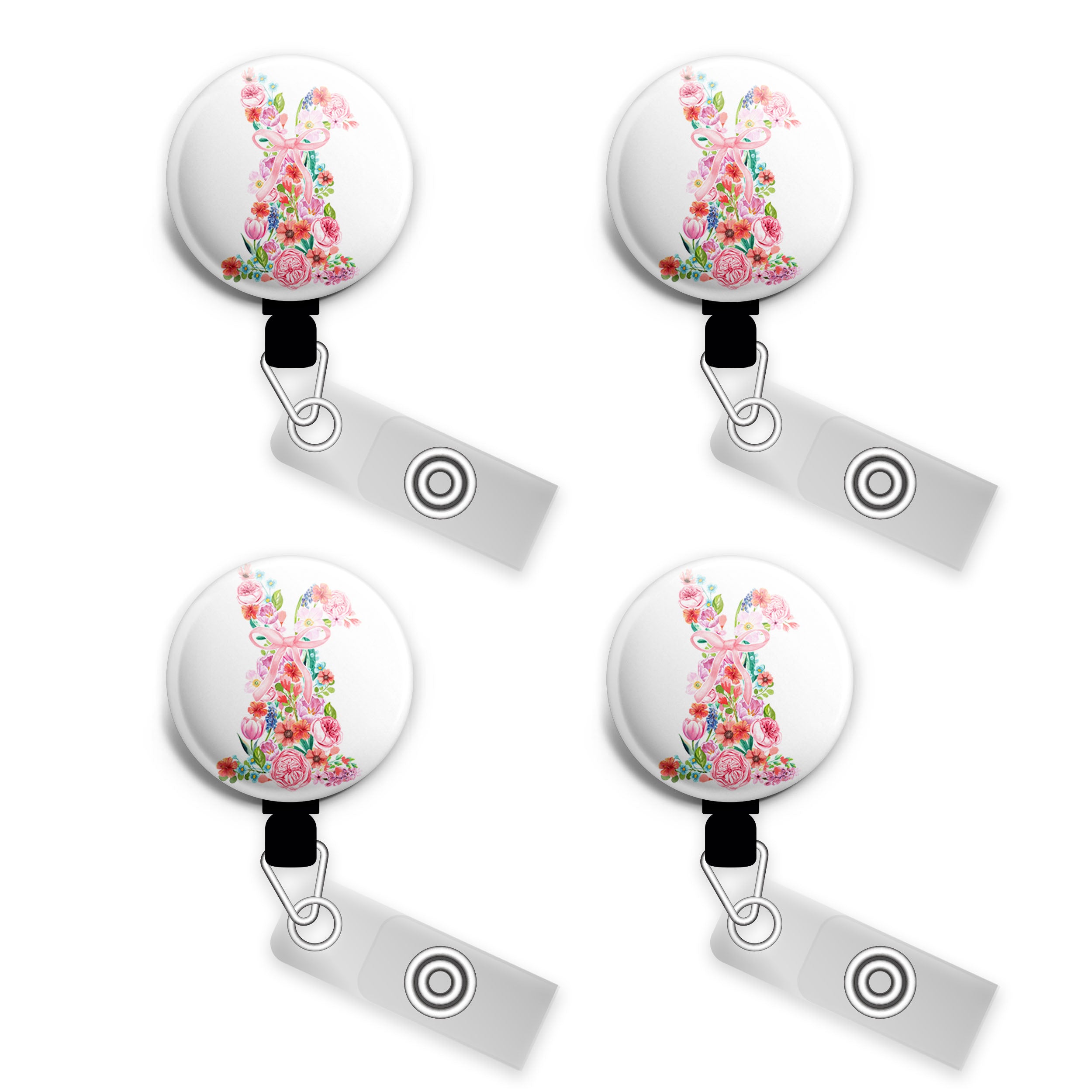 Spring Floral Bunny Swapfinity Retractable ID Badge Reel - - Topperswap